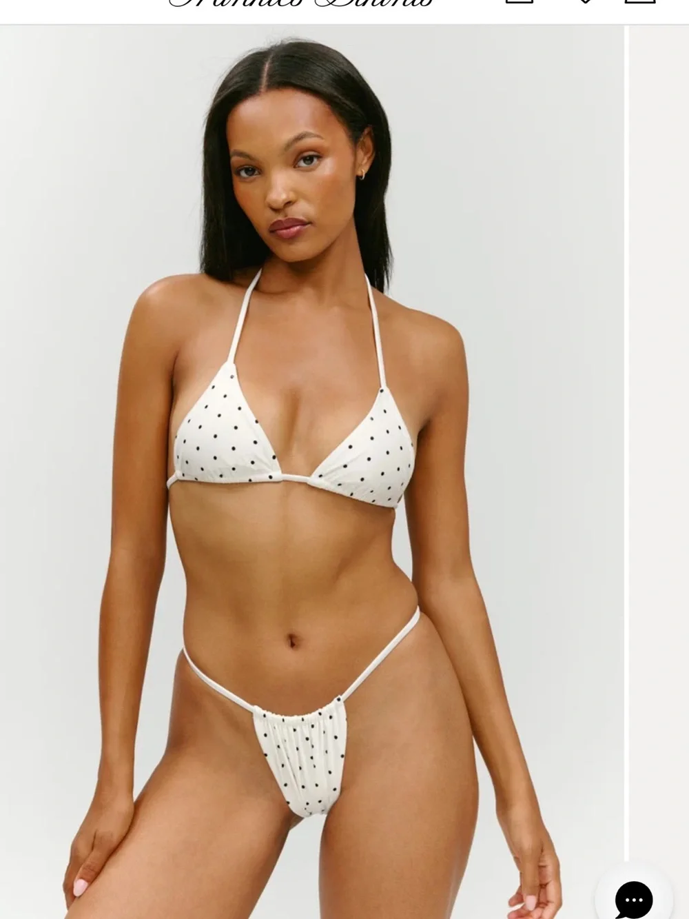 Frankie's Bikinis White Polka Dot Bikini with Matching Silk Head Scarf